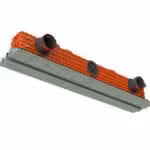 Frameless slot ventilation diffuser ERGOVENT LINEO-PRO CONDI-125 connected  (PVC plenum / 2*125 mm duct conection / 1 slot x 1050 mm x 20 mm)