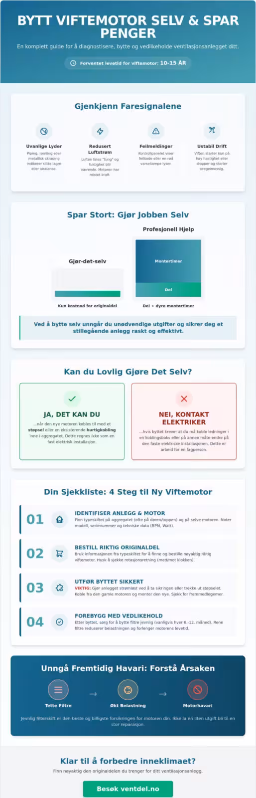 Bytte viftemotor i ventilasjon selv: Komplett sjekkliste og guide